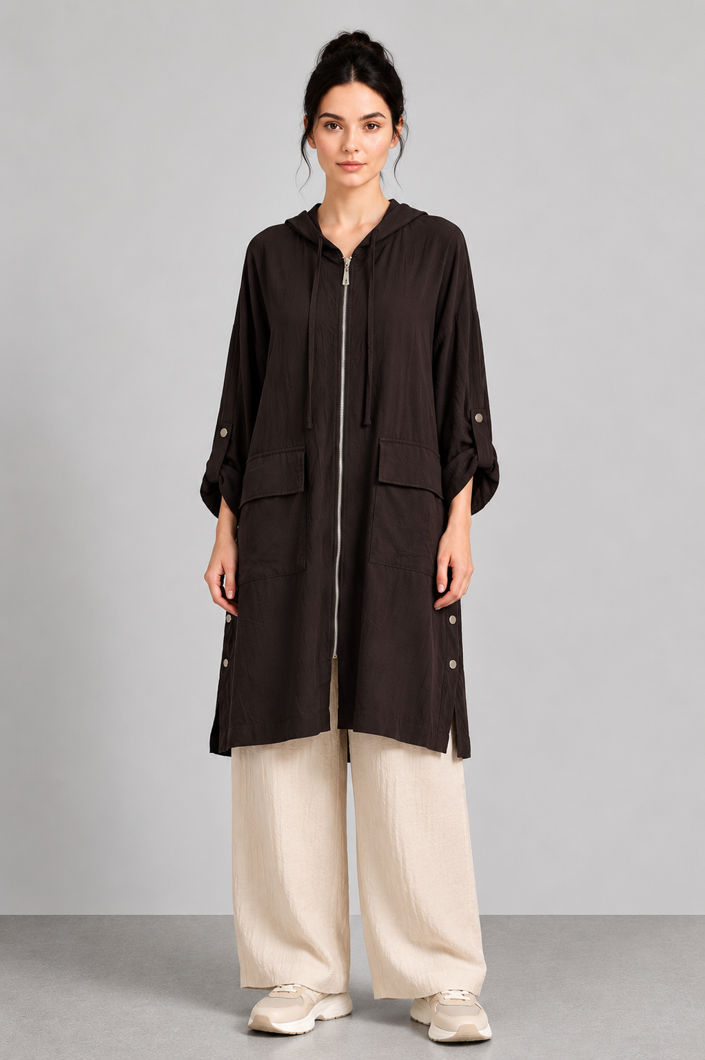 Cep Ve Çıtçıtlı Oversize Kap 0037444 - Kahve