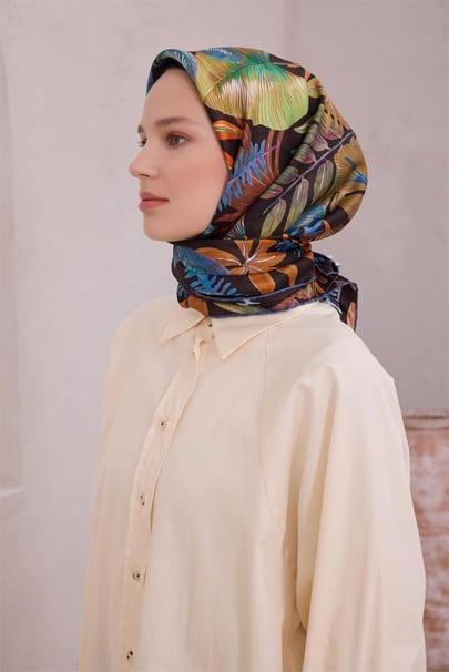 Belli Saf İpek Eşarp 4225D (T) - Kahverengi