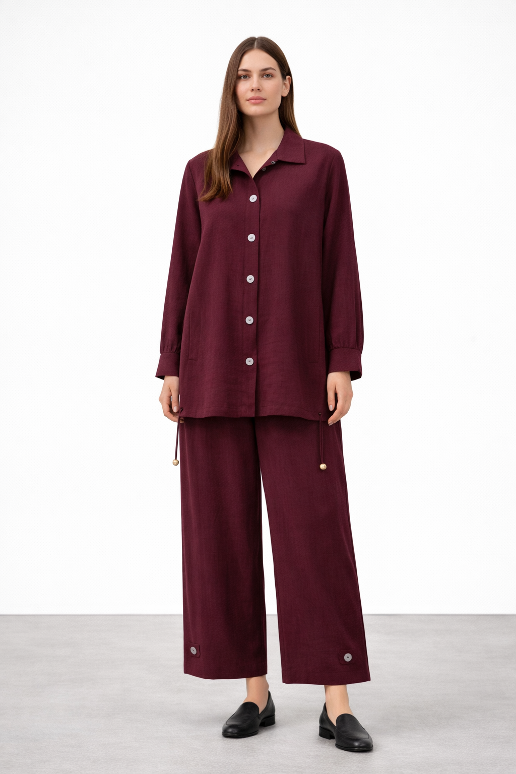 Armine Trend 26YT658 Düğme Detaylı Pantolonlu Takım - Vişne