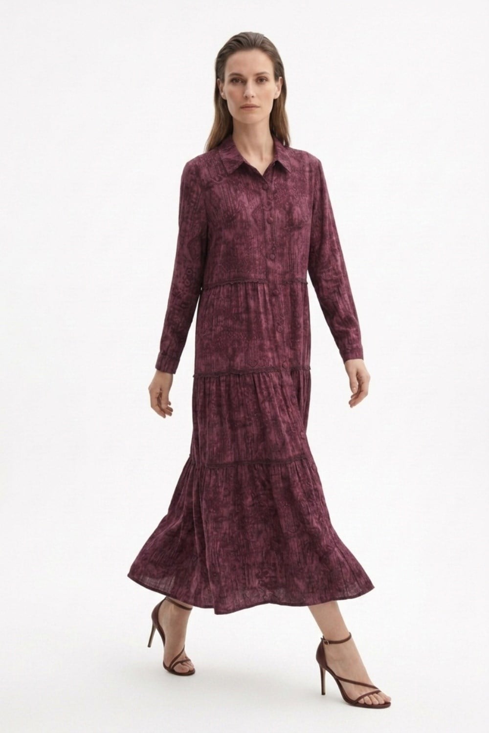 Ghisa Elbise 4406 Bordo Desenli Elbise GHİSA 