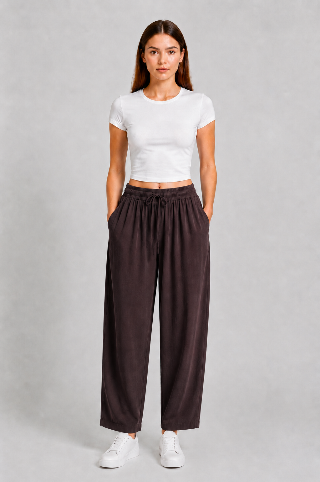 Basic Lastikli Pantolon 1005787 - Kahve