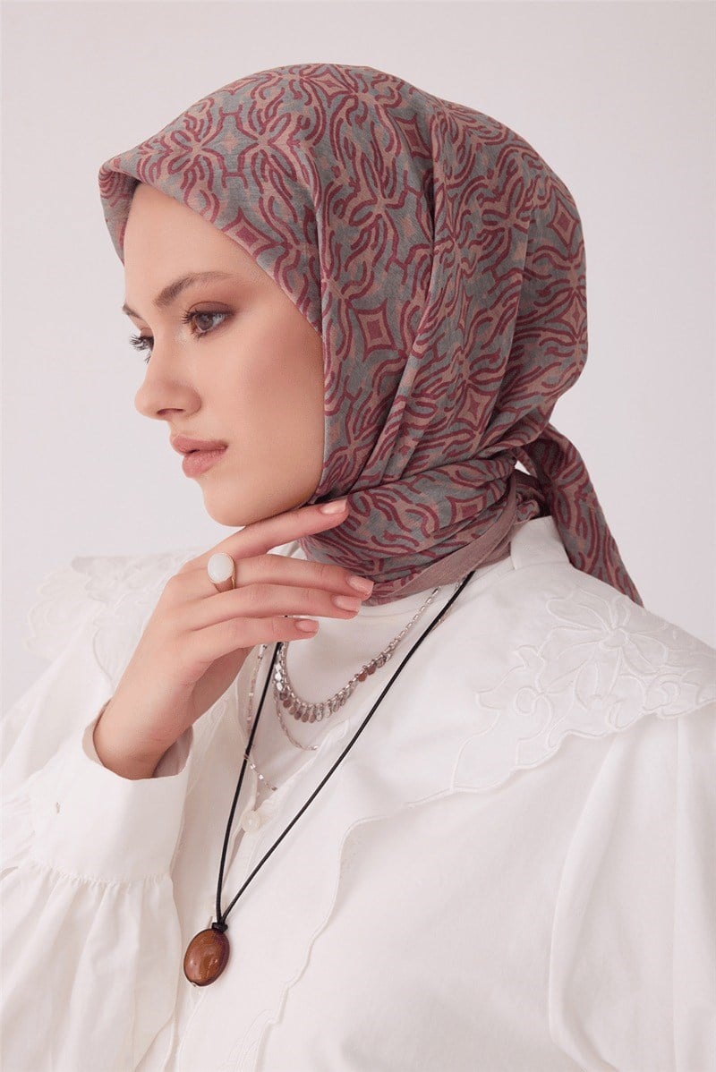 Belli 5283 Soyut Desenli Rozy Eşarp Latte Eşarp BELLI 