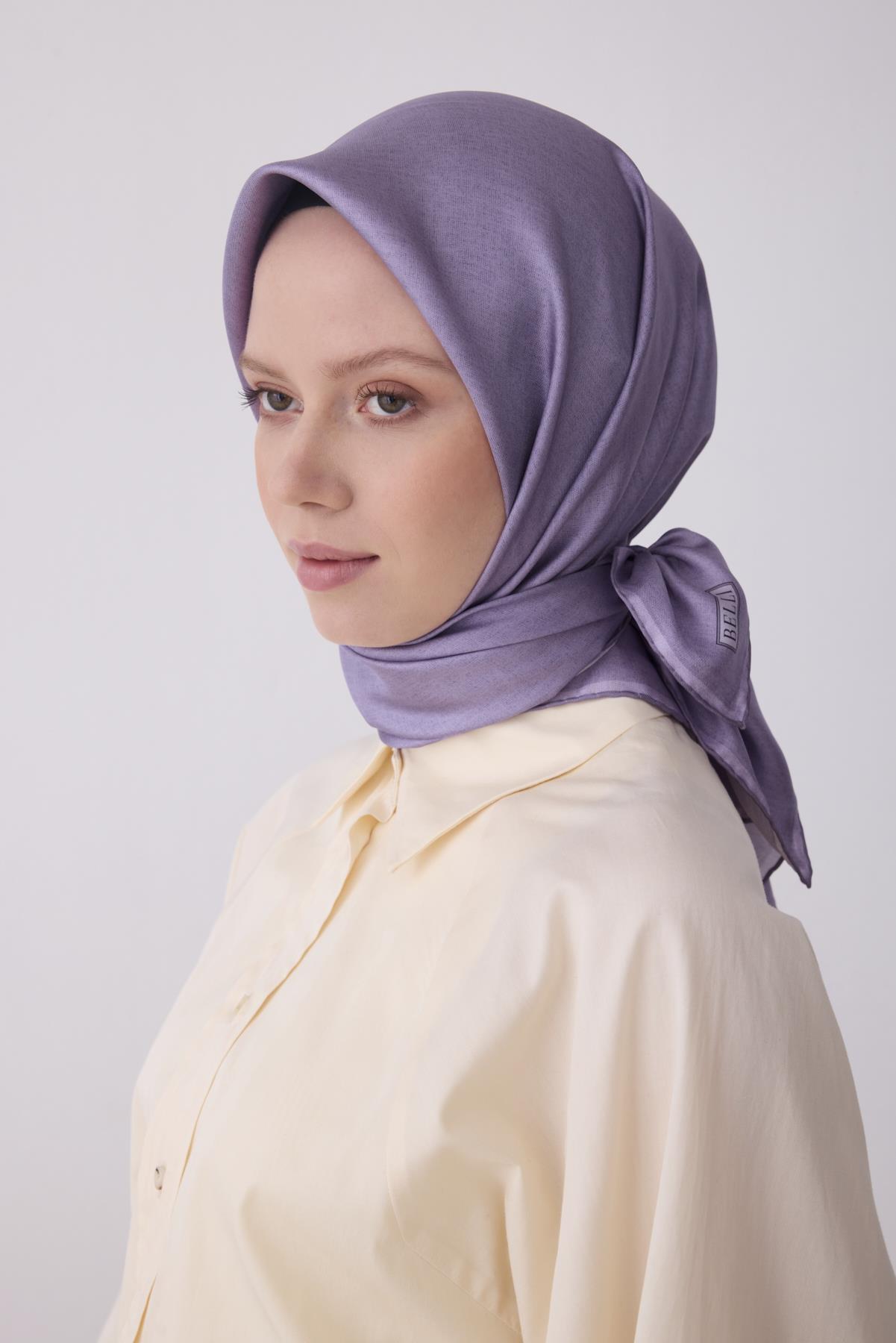 Belli Saf Twill İpek Eşarp 4305D (T) - Lila