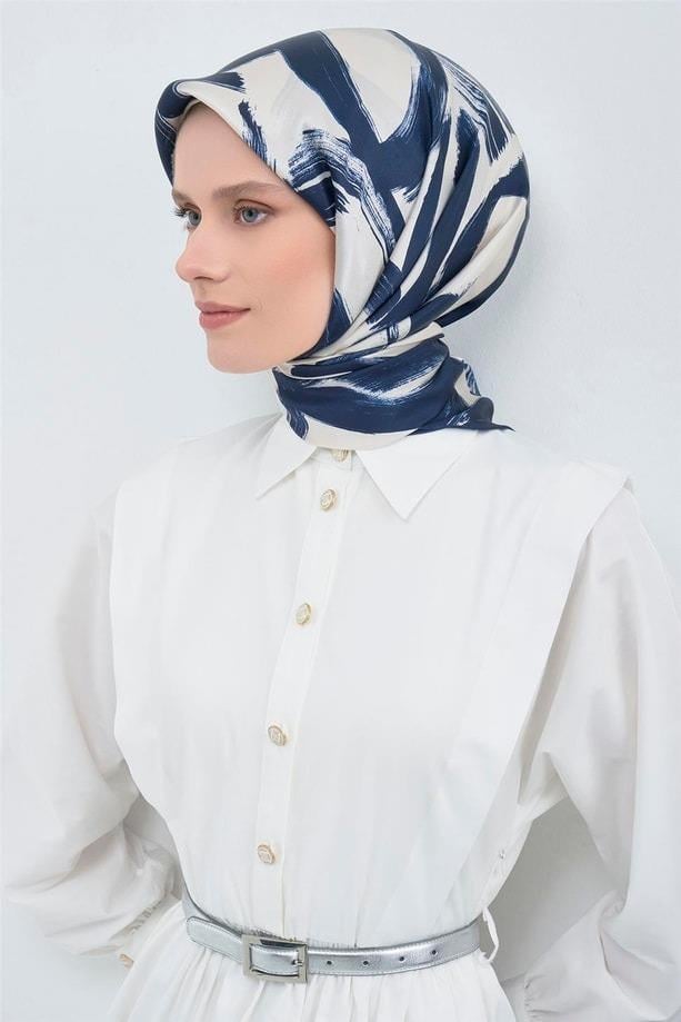Armine Dj Saf Twill İpek Eşarp 9555D (T) - Lacivert