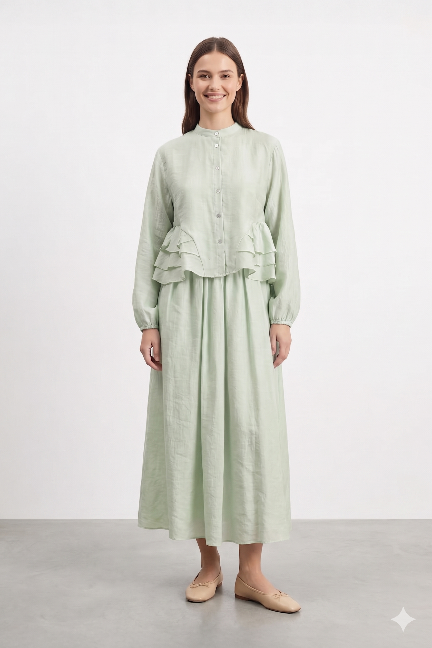 Bluzu Kat Detay Etekli Takım 32502 - Çağla