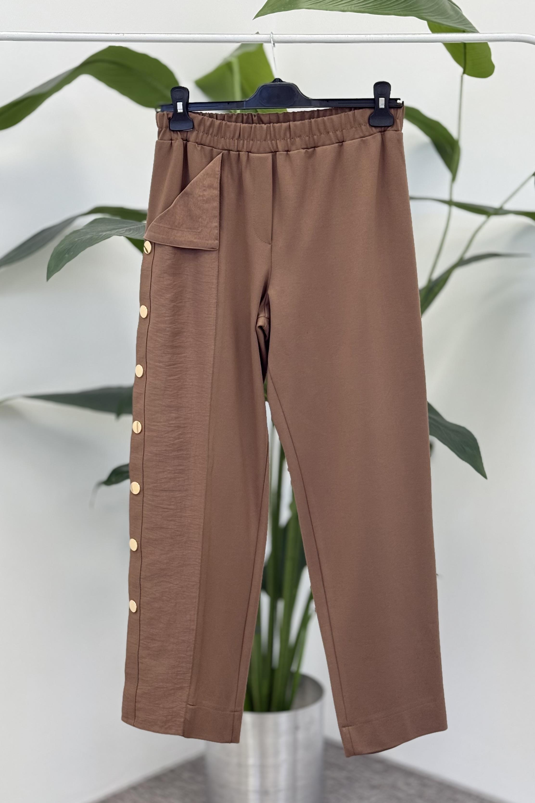 Ceremony 6322 Tek Tarafı Çıt Çıt Detaylı Pantolon - Camel