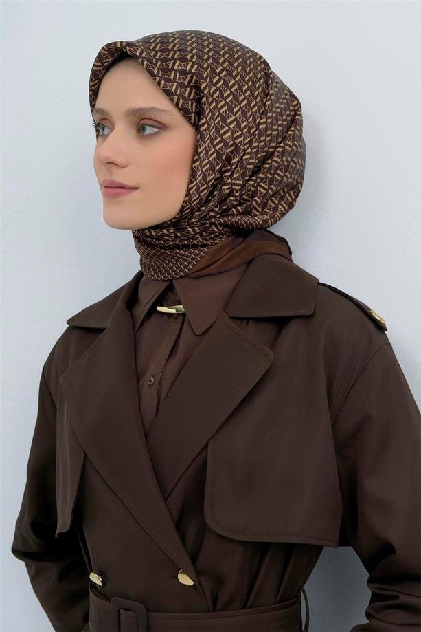 Armine Dj Saf Twill İpek Eşarp 9502D (T) - Acı Kahve