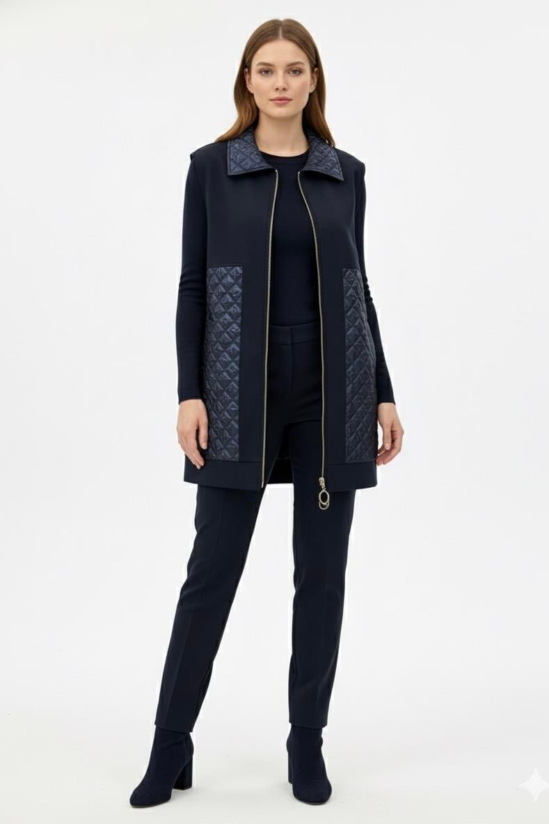 Armine Trend 25KT540 Kapitone Detay Yelek - Lacivert