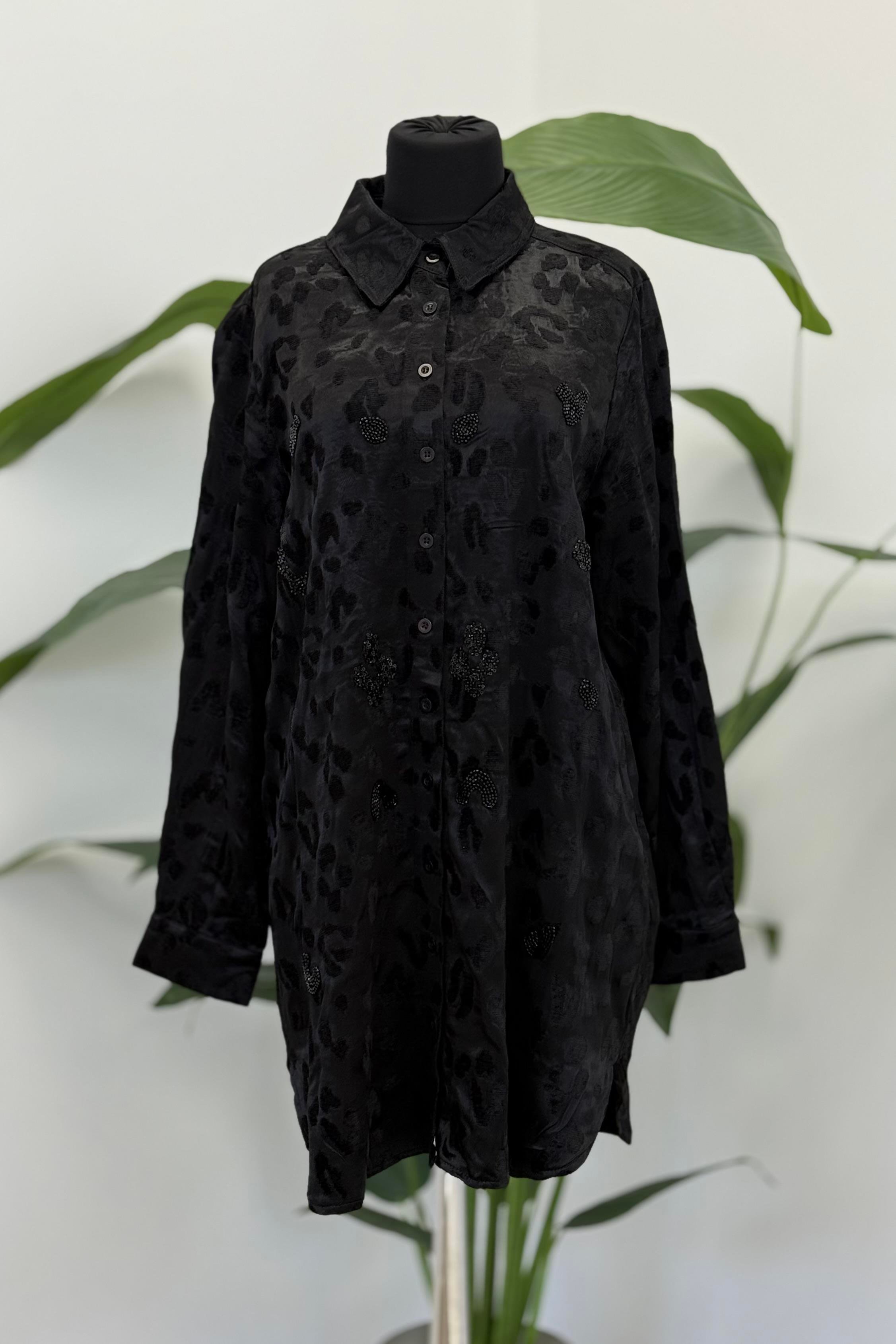LissMore 6036 Jakarlı Tunik - Siyah