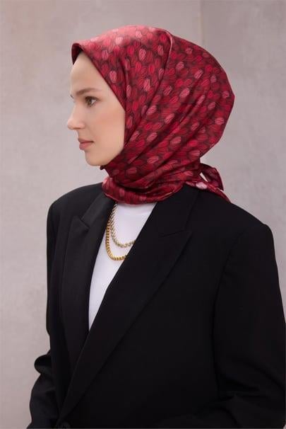 Belli Saf İpek Eşarp 4204D (T) - Bordo