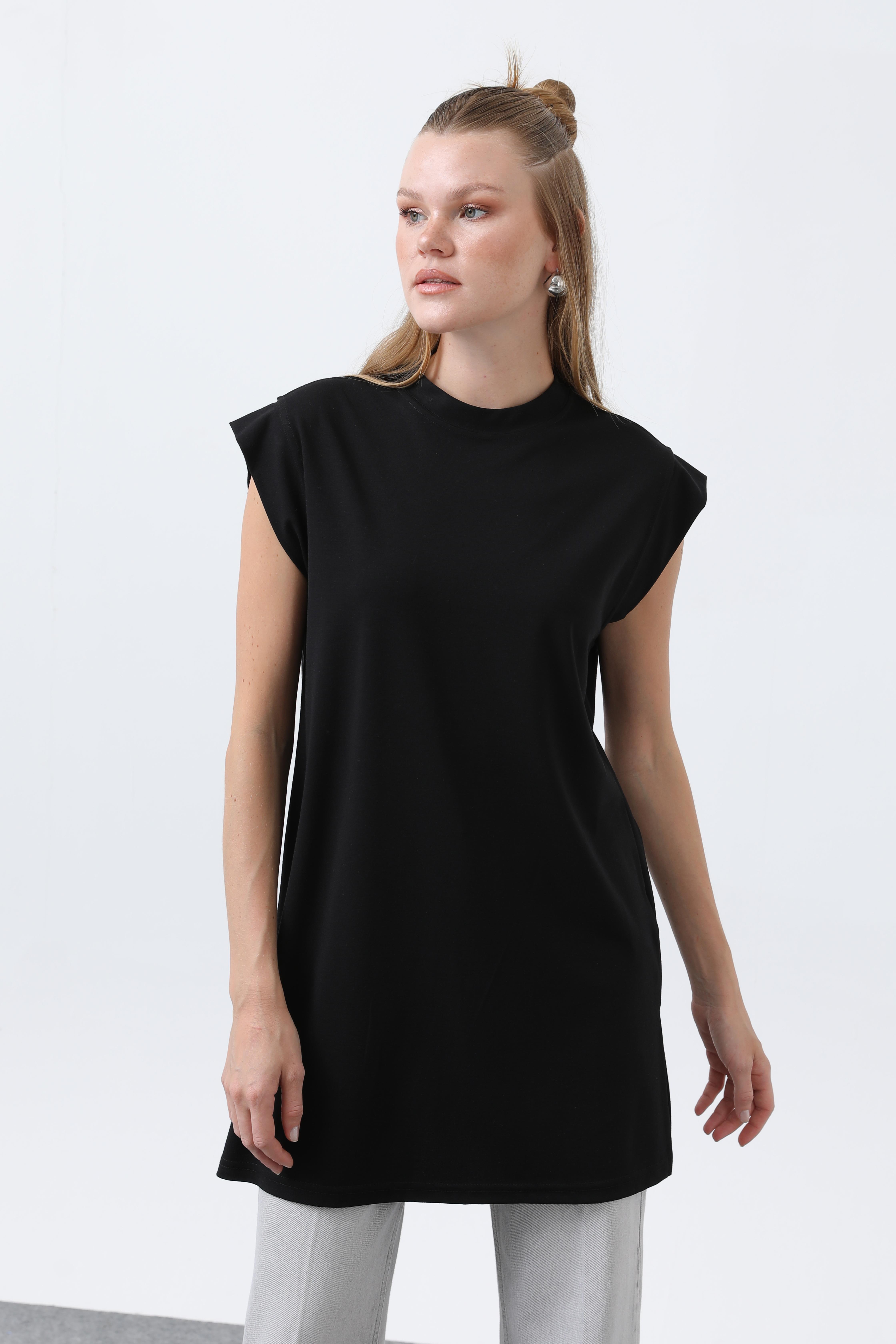 Sıfır Kol Modal İçlik T-shirt 40008 - Siyah