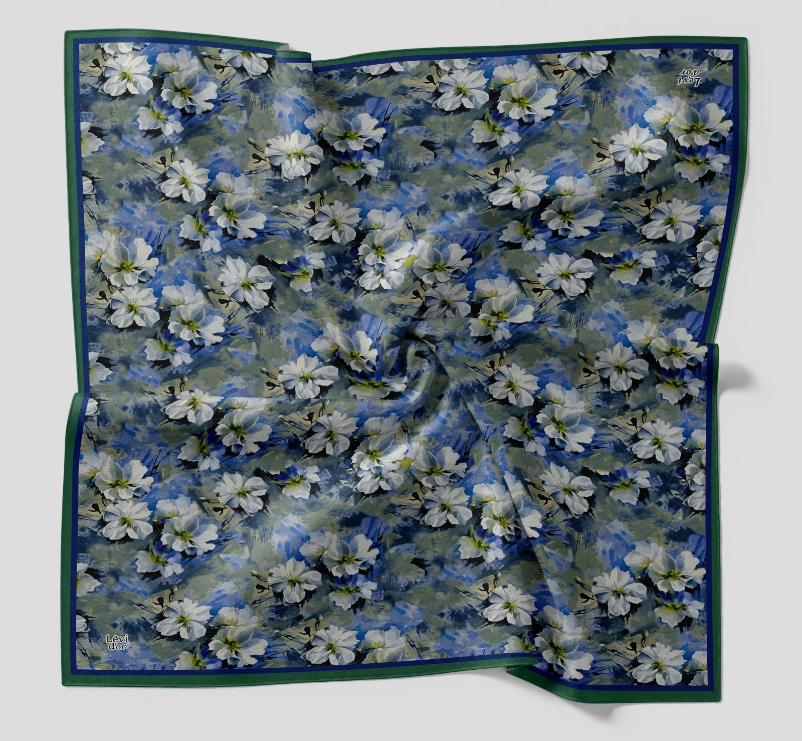 Levidor Çiçek Desen Pamuk Eşarp 29871 - Koyu Yeşil