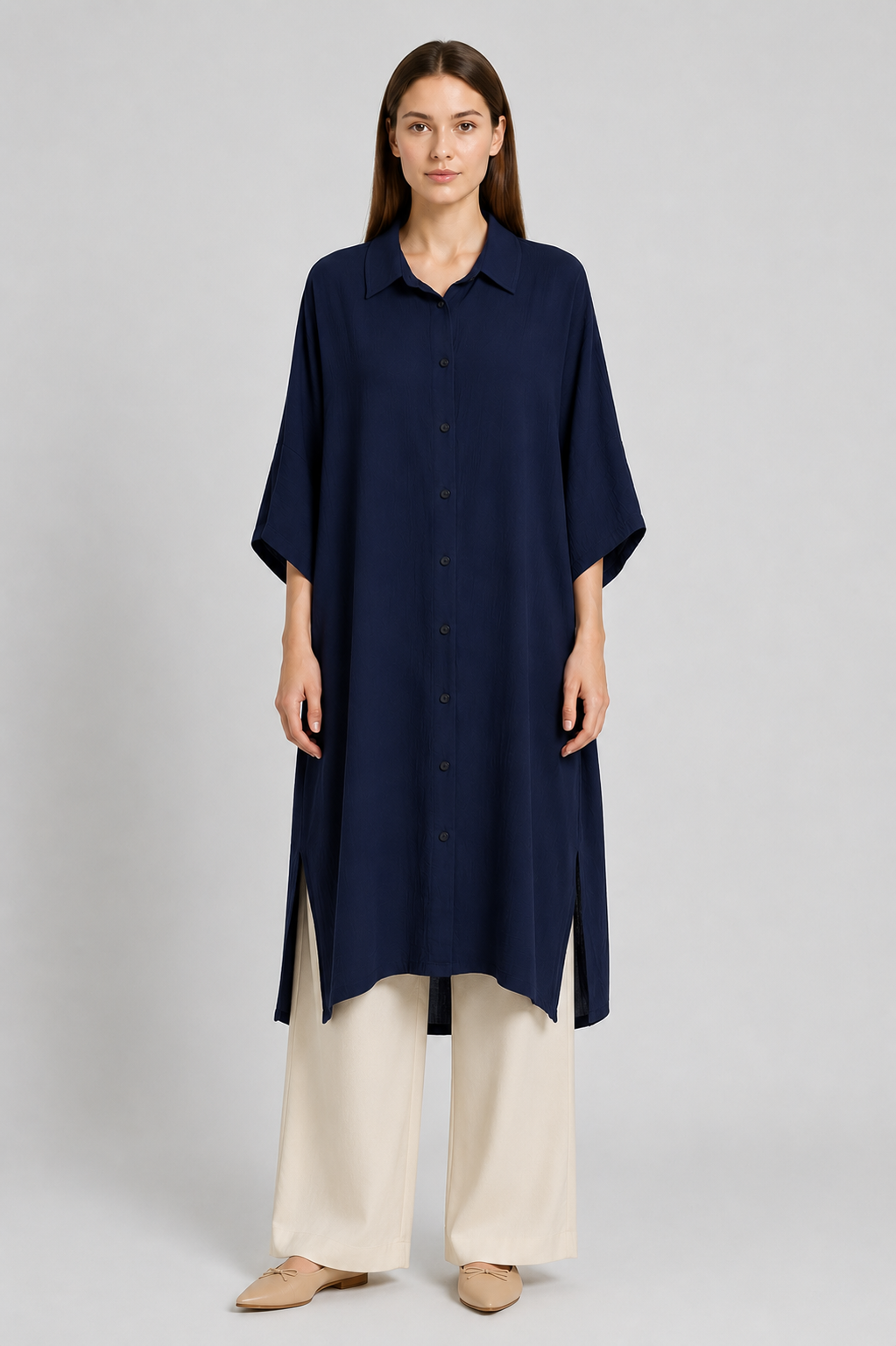 Oversize Apolet Detaylı Tunik 0034296 - Lacivert