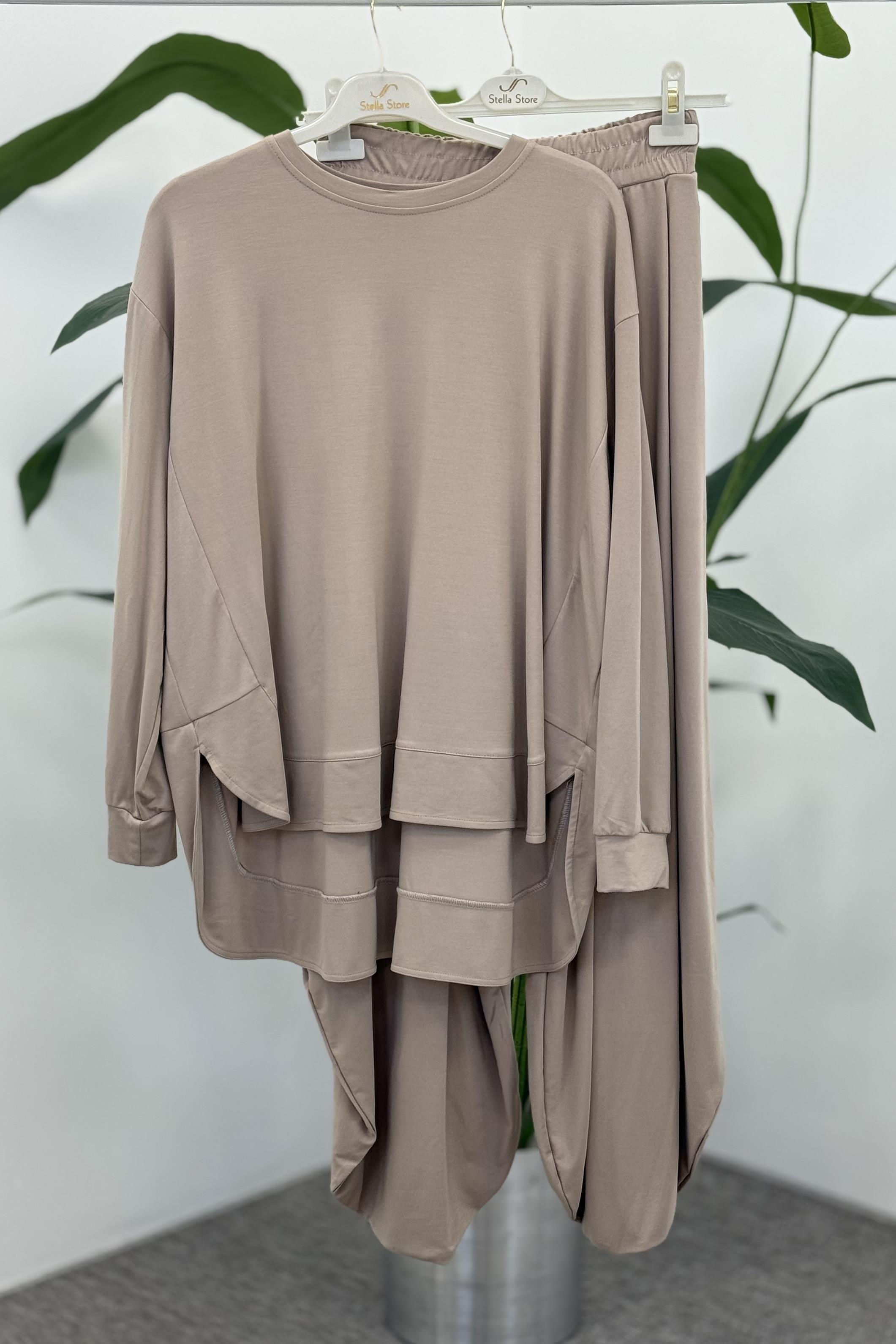 Şalvar Pantolon Detaylı Rahat Takım 1373 - Camel