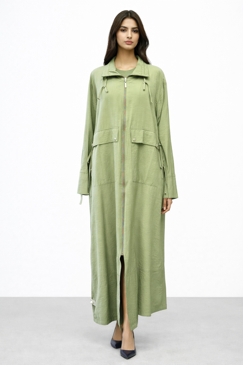 Micca 261871M Çift Cep Detay Fermuarlı Ferace - Haki