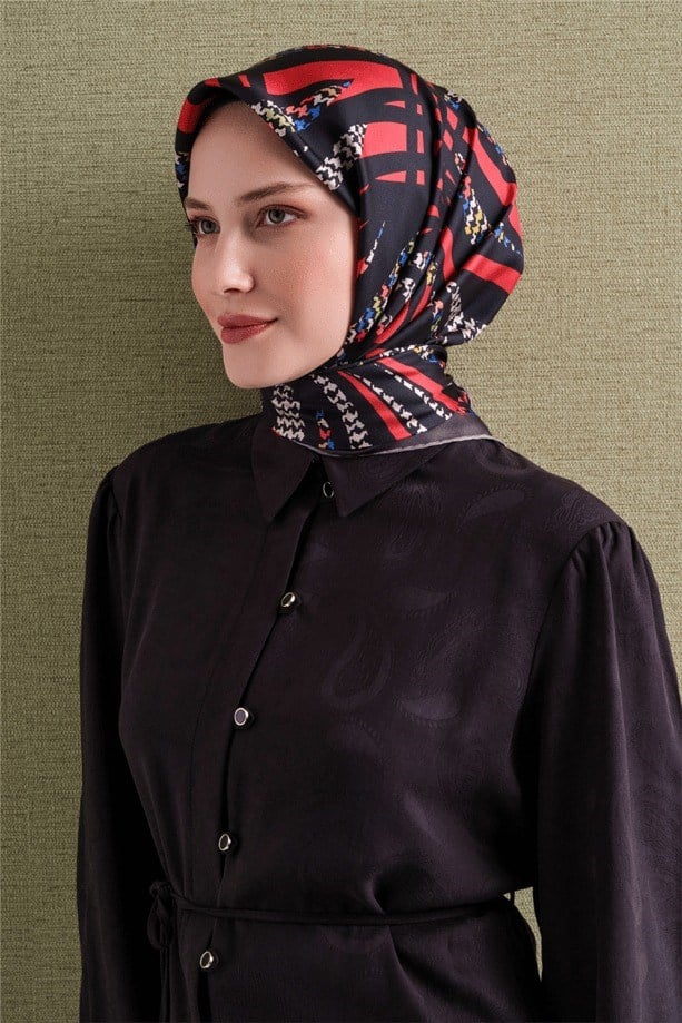 Armine Dj Saf Twill İpek Eşarp 9634D (T) - Kırmızı Eşarp ARMİNE 