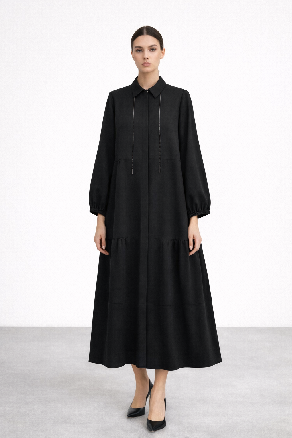 Micca 261540M Sim İp Detaylı Ferace - Siyah