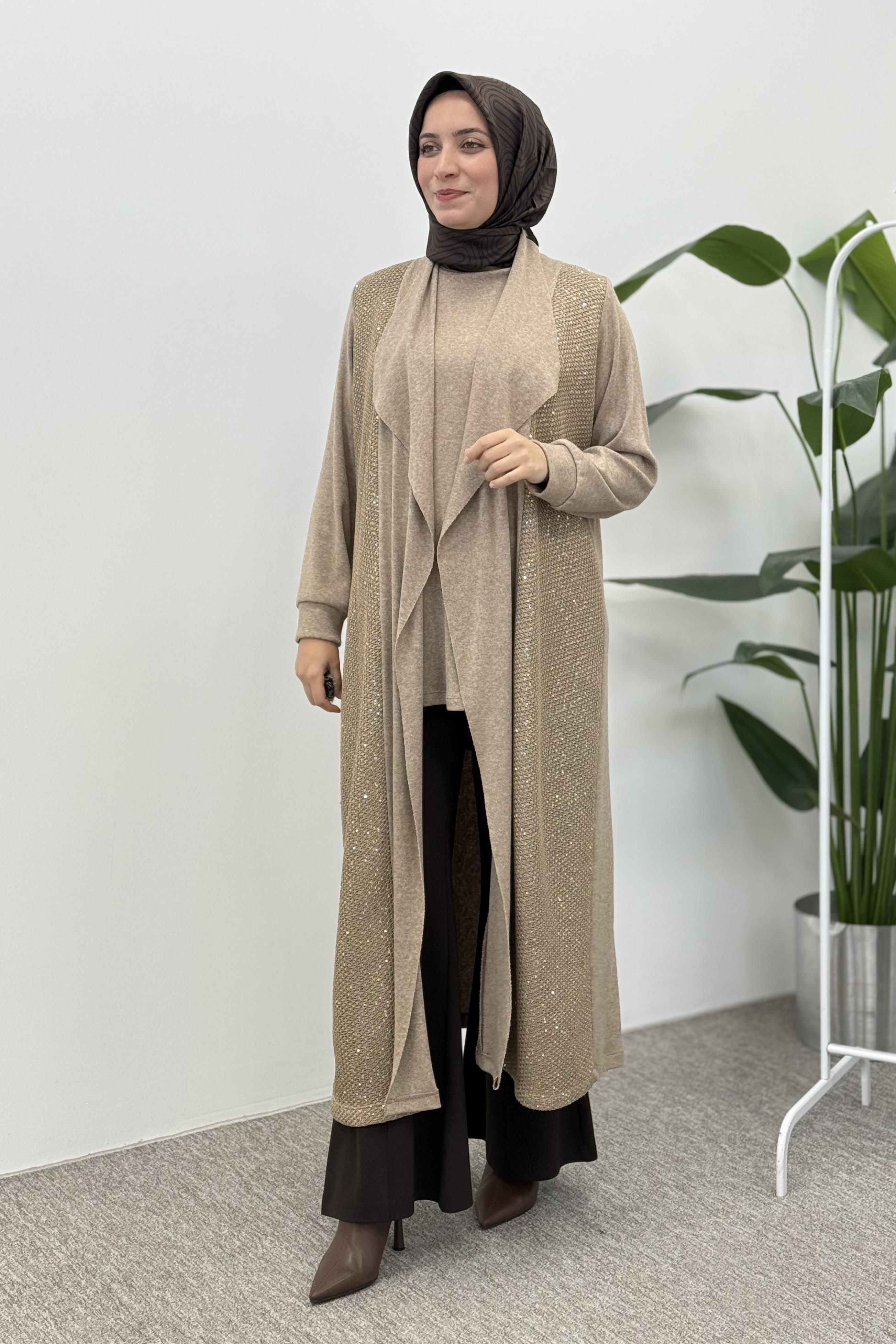 Fuat Gürşen 4710 Örgüsü Payet Detay İkili Takım - Bej