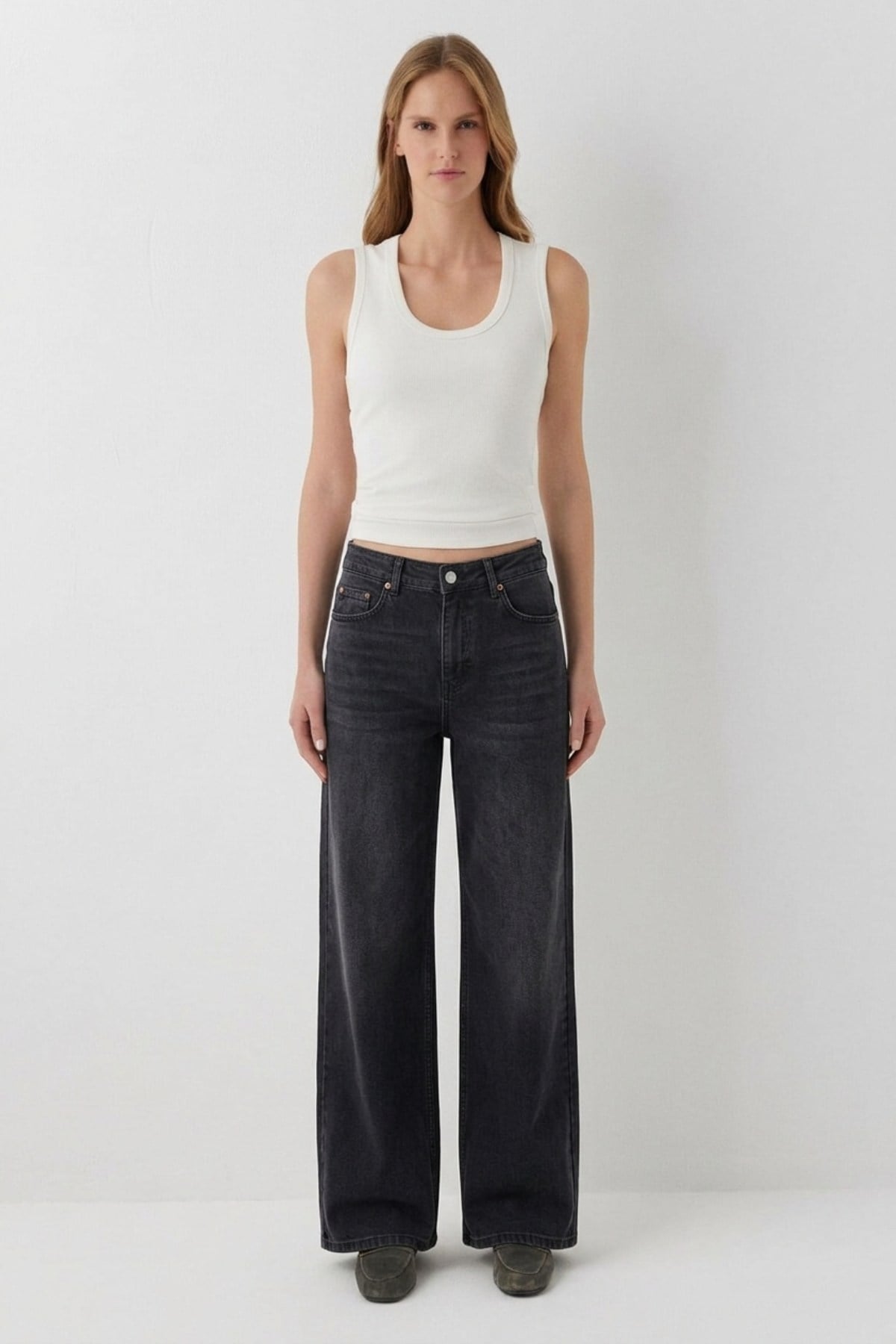Dikiş Detaylı Bol Paça Relax Kot Pantolon 7026 Düz Antasit Pantolon XLove Jeans 