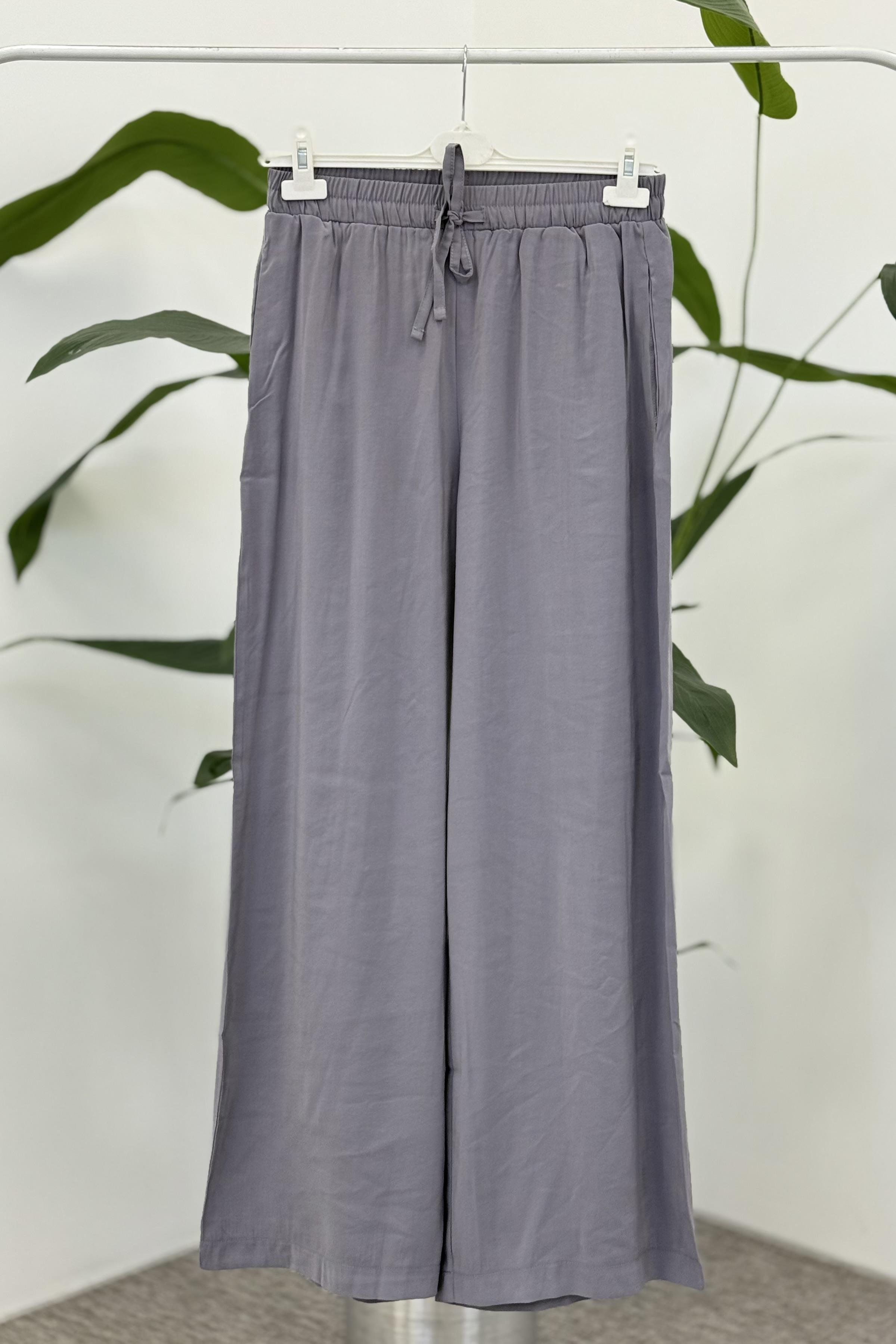 Beli Lastikli Bol Paça Pantolon 20646 - Gri