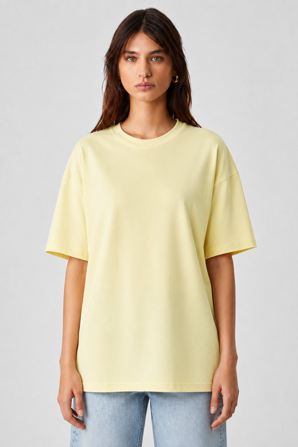 Bisiklet Yaka Basic Tshirt 4026 - Sarı