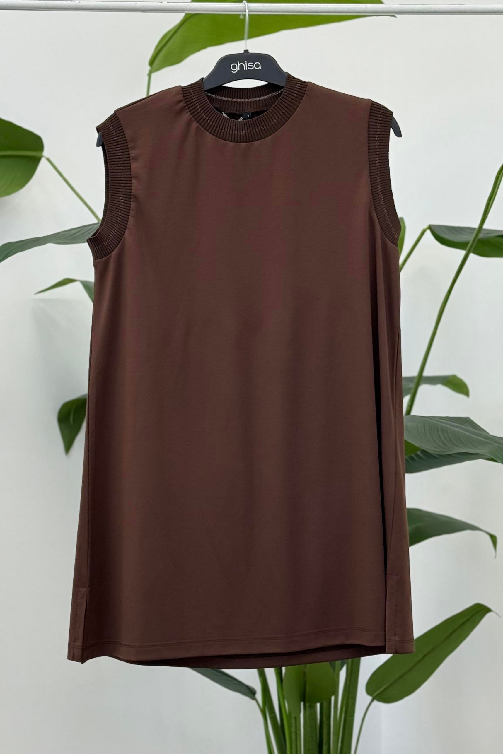 Ghisa 4677 Kolsuz İçlik Tunik - Kahve