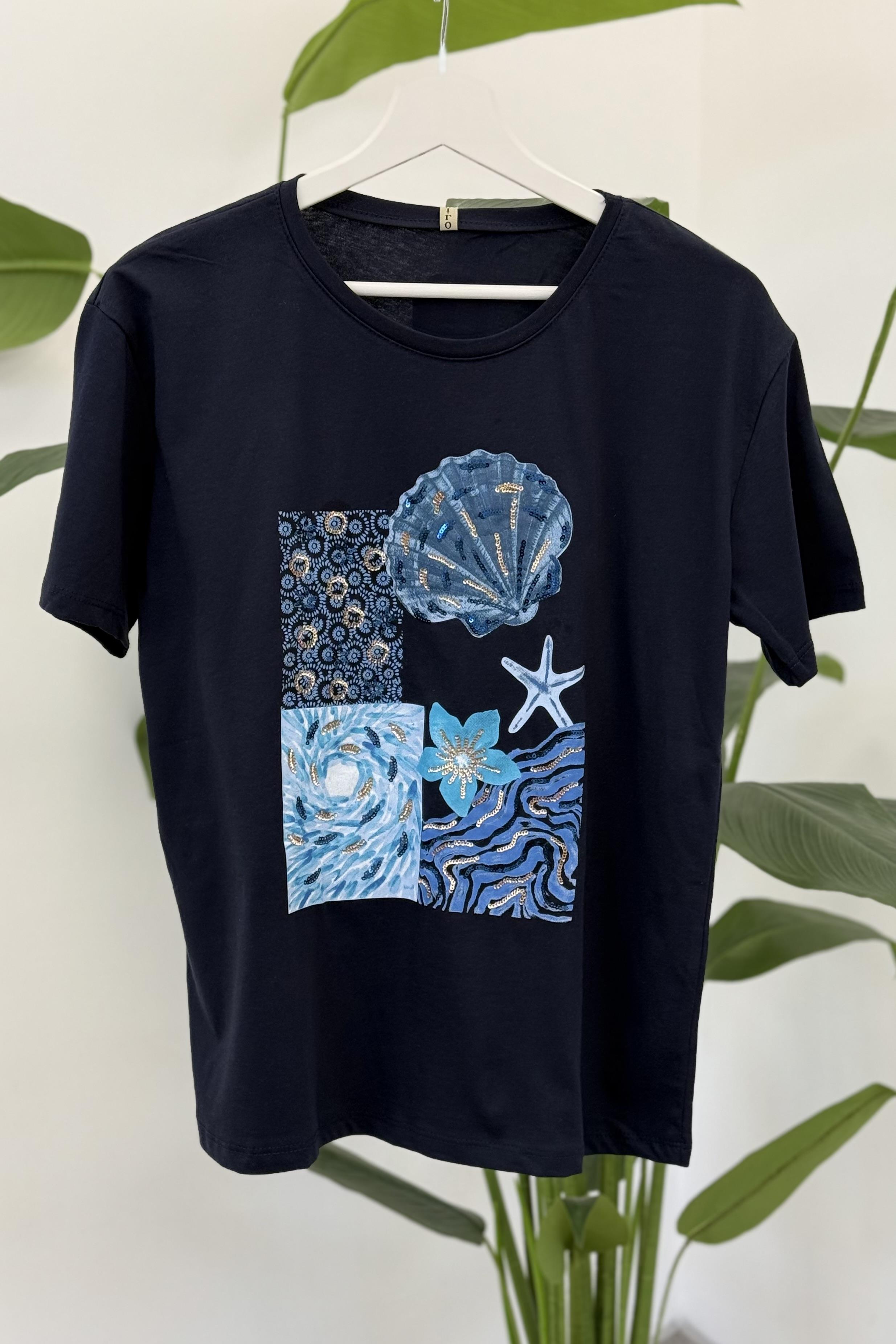 Deniz Kabuk Detaylı Tshirt 3004 - Lacivert