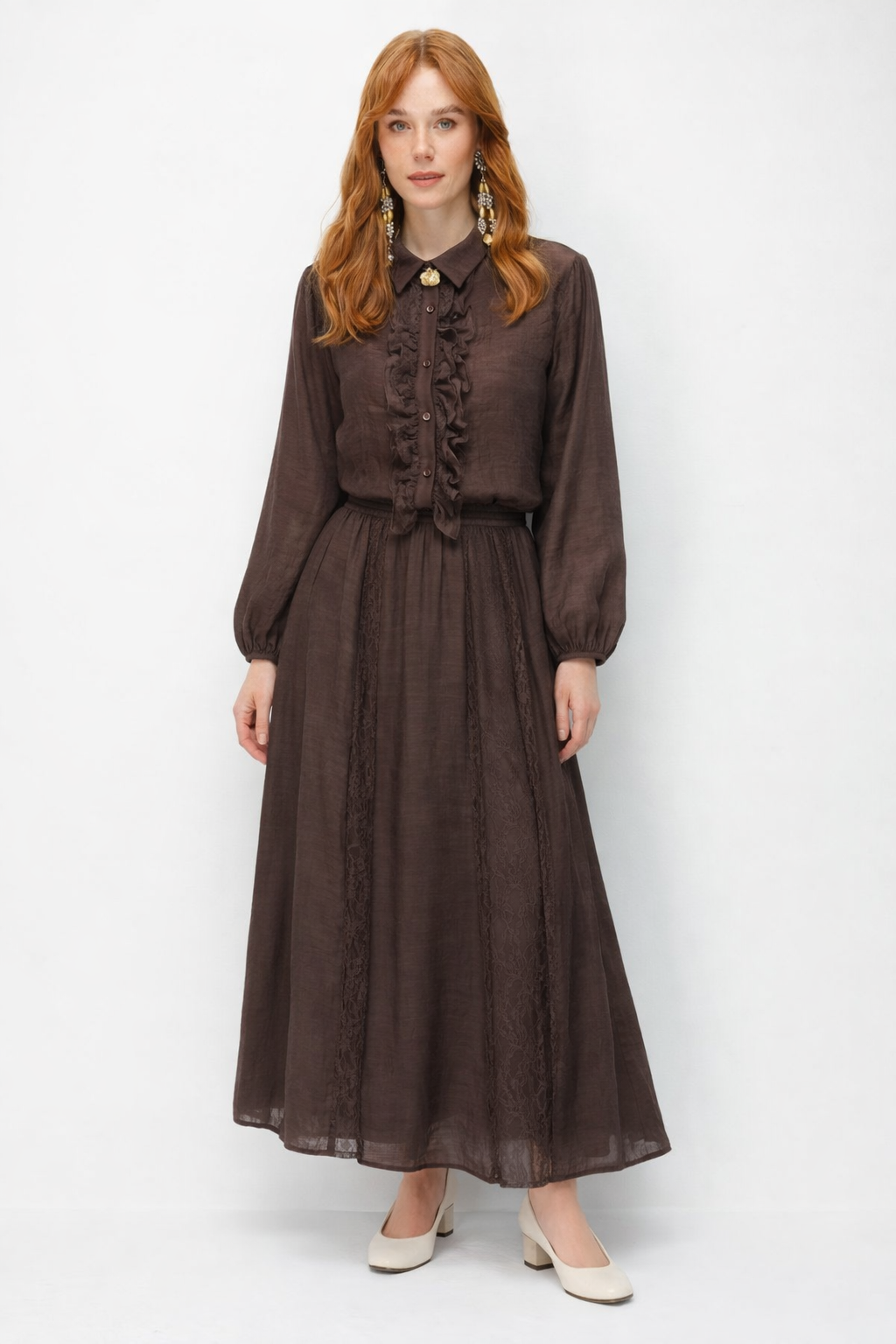 Güpür Detaylı Etekli Takım 14467 - Browni