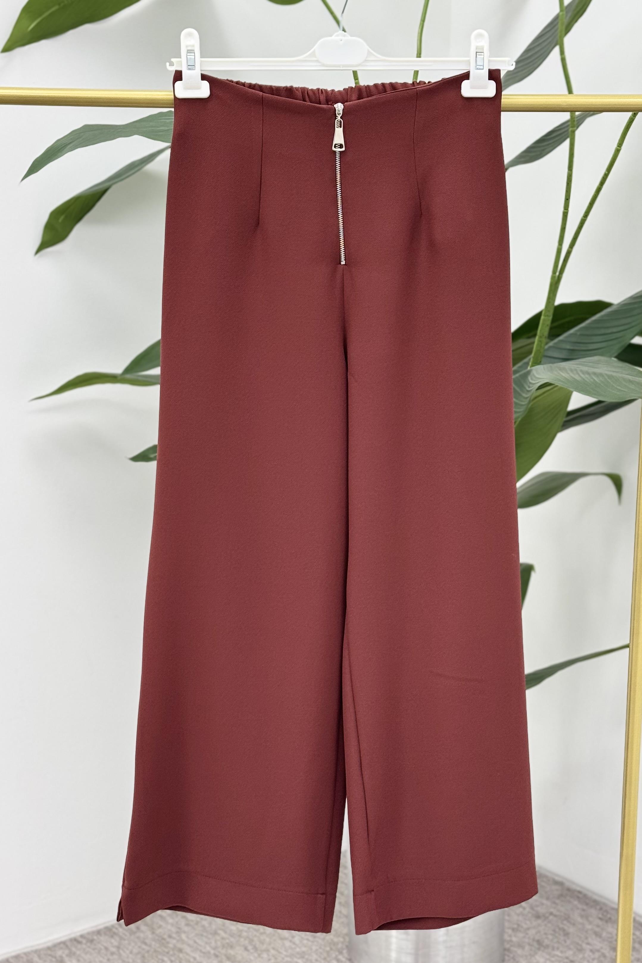 PUANE Fermuar Detaylı Pantolon 18228 - Burgundy Fermuar Detaylı Pantolon 18228 - Bilen Giyim Pantolon 