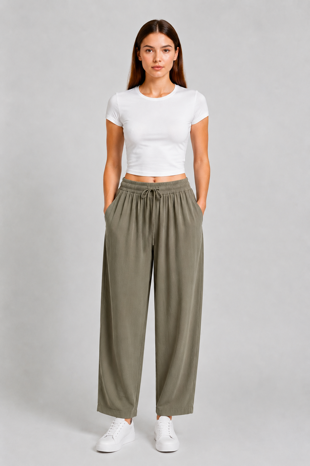 Basic Lastikli Pantolon 1005787 - Haki