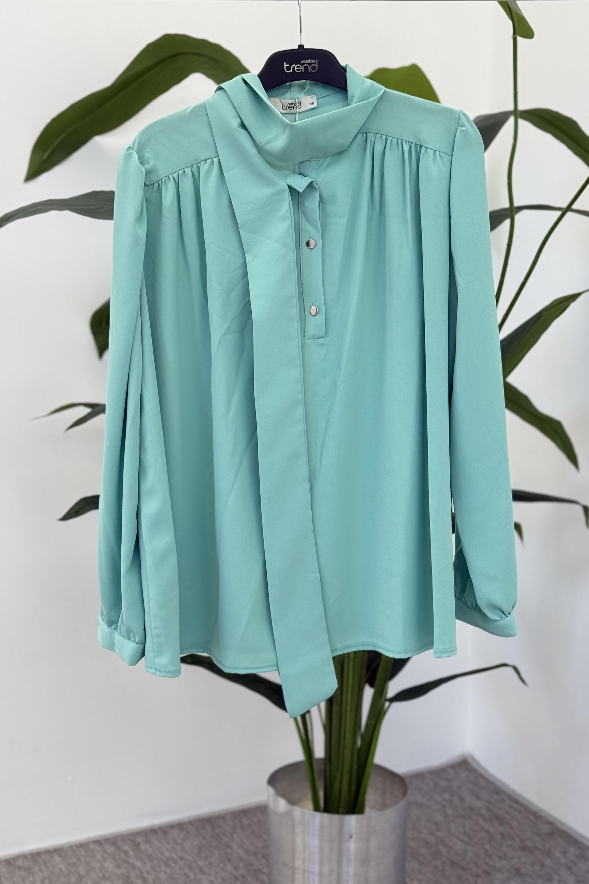 Armine Trend 25YT303 Ön Bağlama Detaylı Gömlek Tunik - Mint Yeşili
