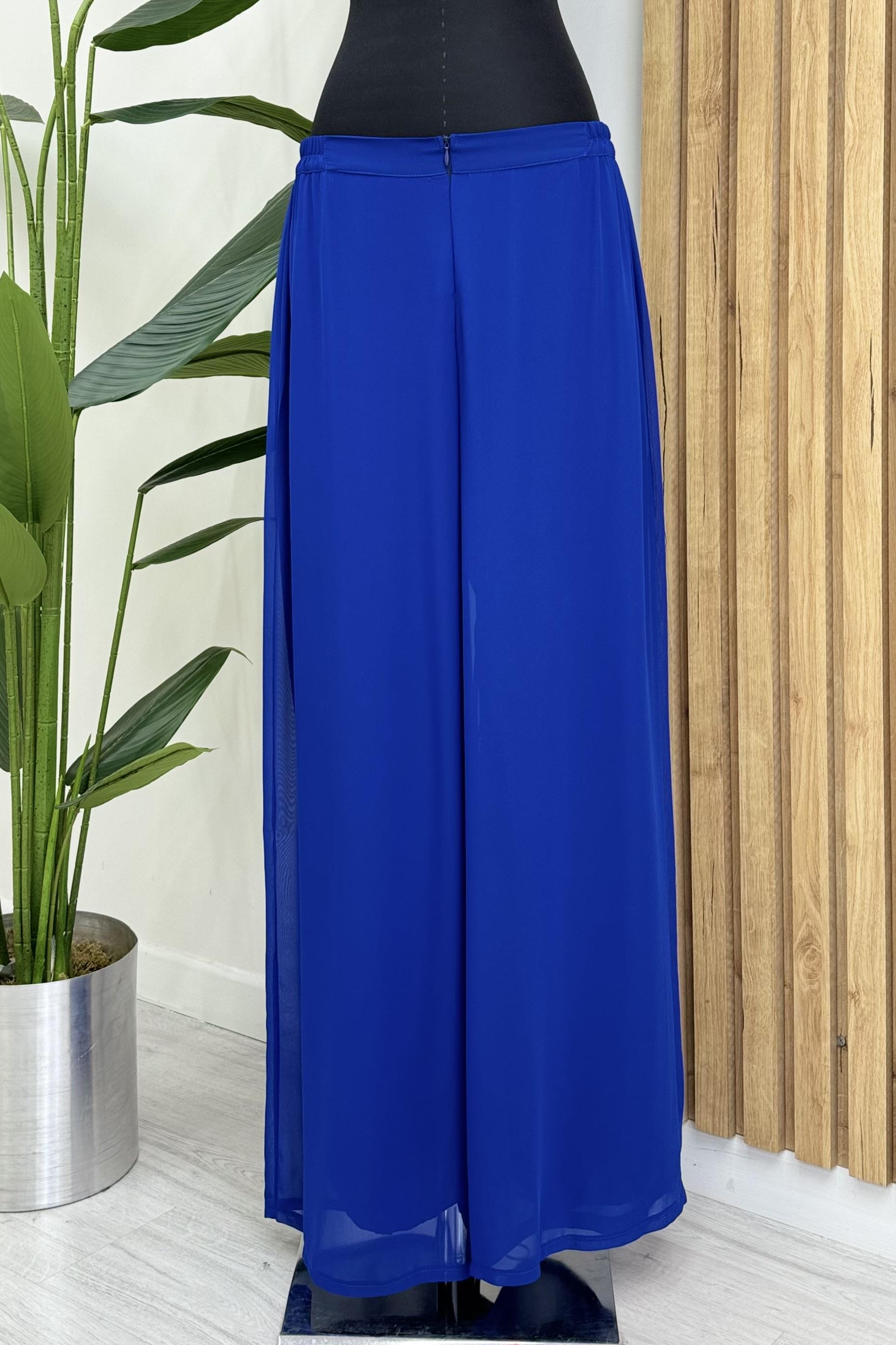 FUAT GÜRŞEN Fuat Gürşen 1403 Şifon Pantolon - Saks  Pantolon