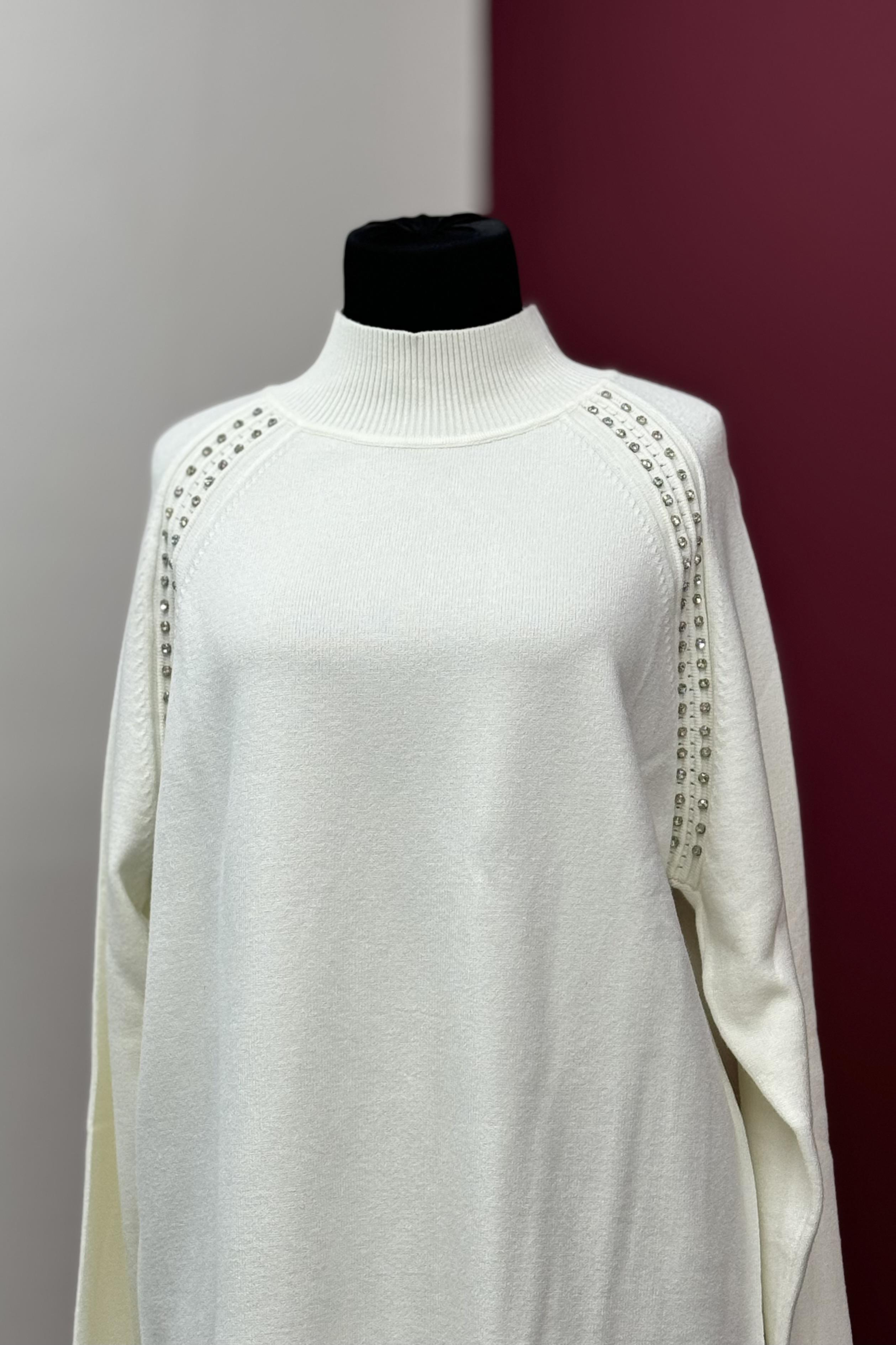 GHİSA Ghisa 4391 Omuz Taş İşlemeli Tunik - Ekru  Tunik 