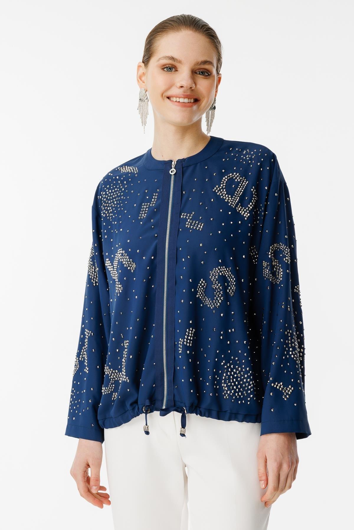 GHİSA Ghisa 4835 Fermuarlı Kısa Ceket - Lacivert Ghisa 4835 Fermuarlı Kısa Ceket - Bilen Giyim Ceket 