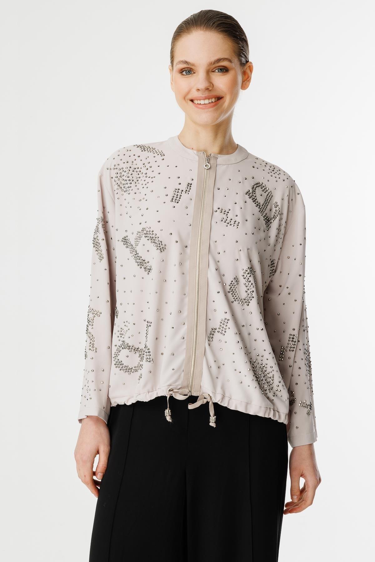 GHİSA Ghisa 4835 Fermuarlı Kısa Ceket - Taş Ghisa 4835 Fermuarlı Kısa Ceket - Bilen Giyim Ceket 