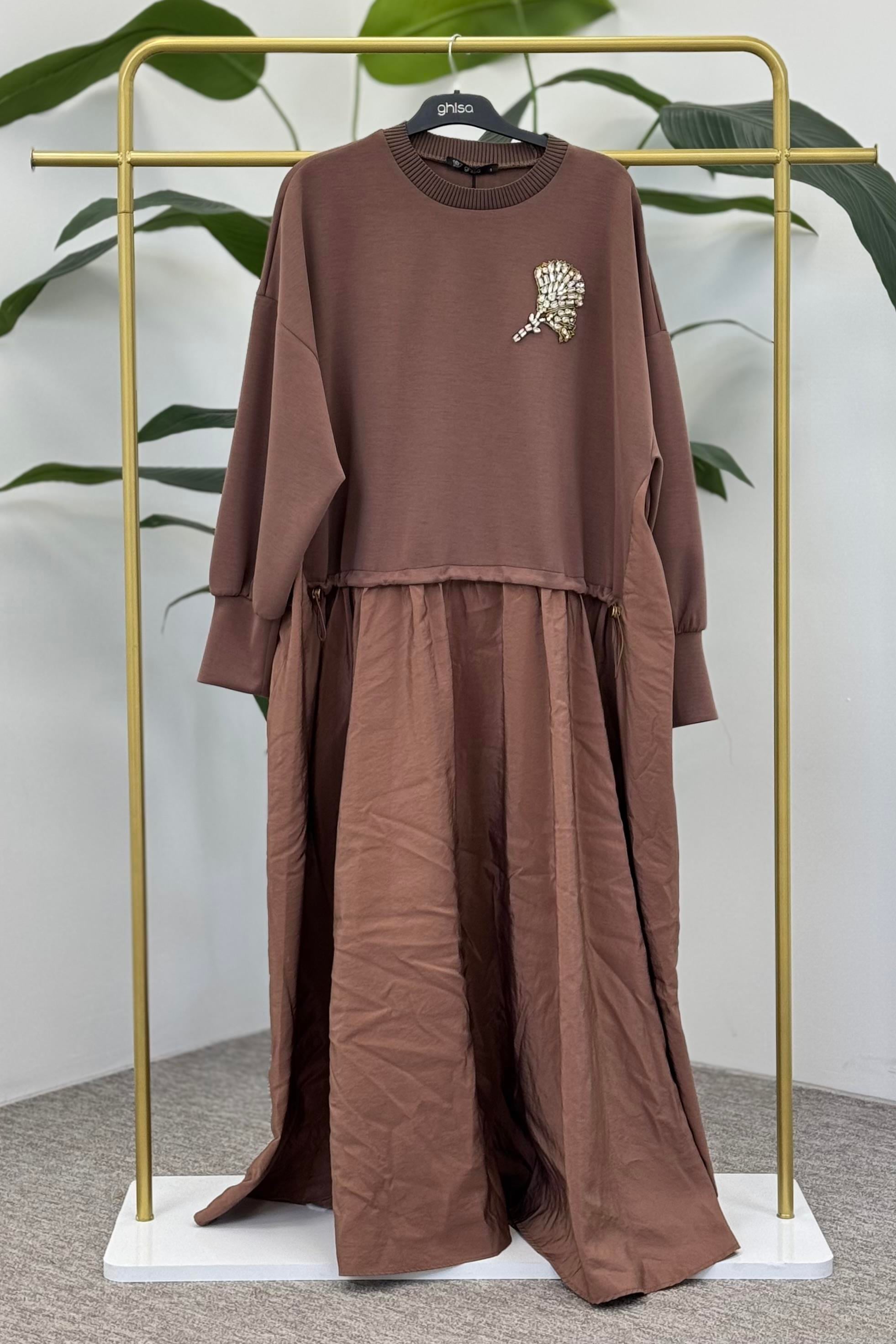 GHİSA Ghisa 4959 Elbise - Kahve Ghisa 4959 Elbise - Bilen Giyim Elbise 