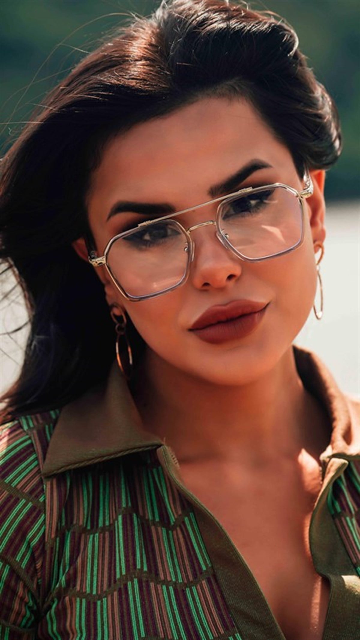 Gözlük Dikdörtgen Şeffaf Çerçeveli Güneş Gözlüğü - Gri  Gözlük