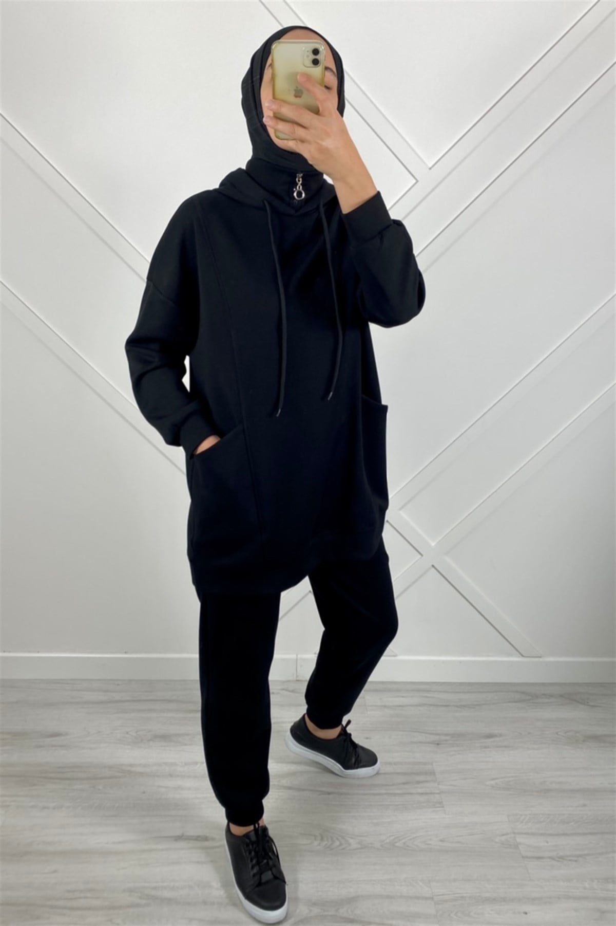 İKOLL İkoll 25862 Yüksek Yaka Sweatshirt - Siyah
