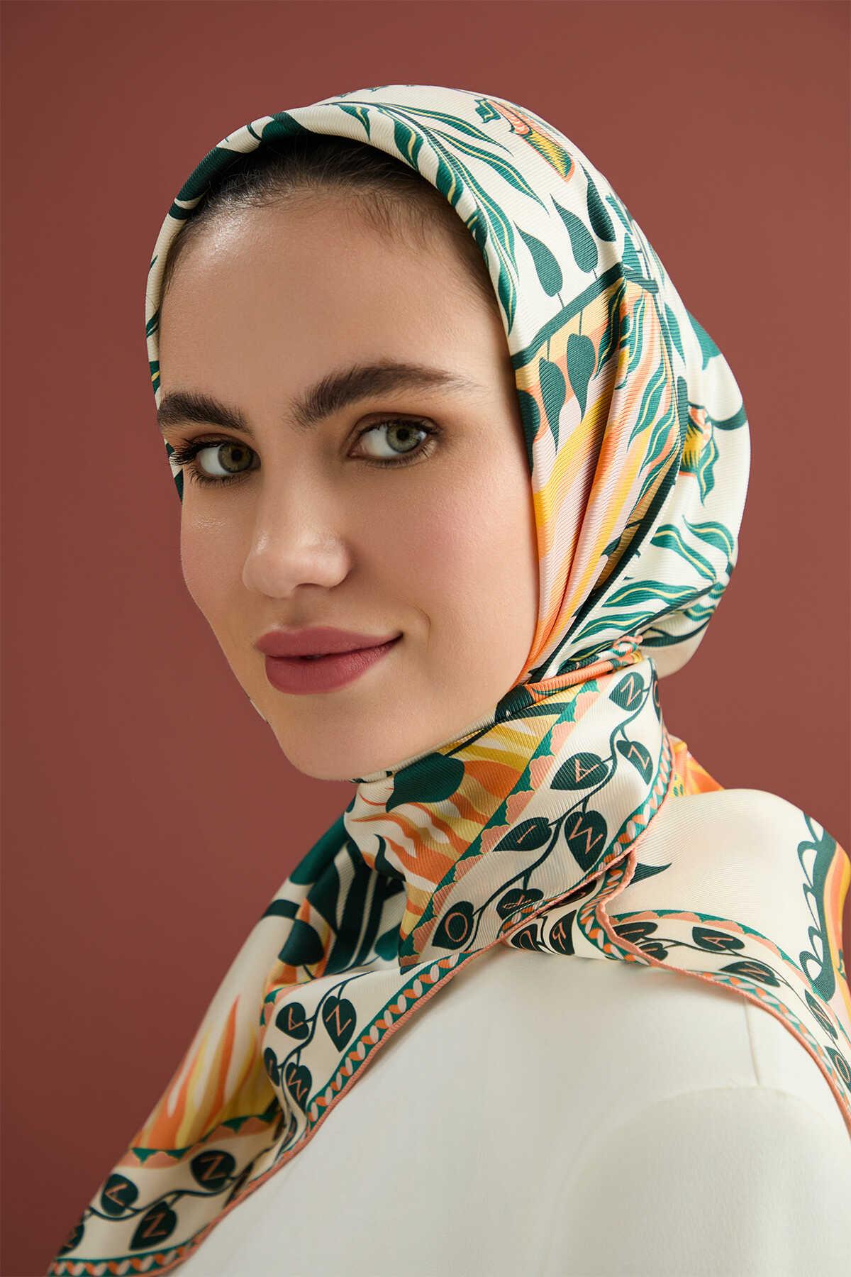 İMANNOOR İmannoor Kelebek İpek Eşarp 241-1003 - Turuncu  Eşarp