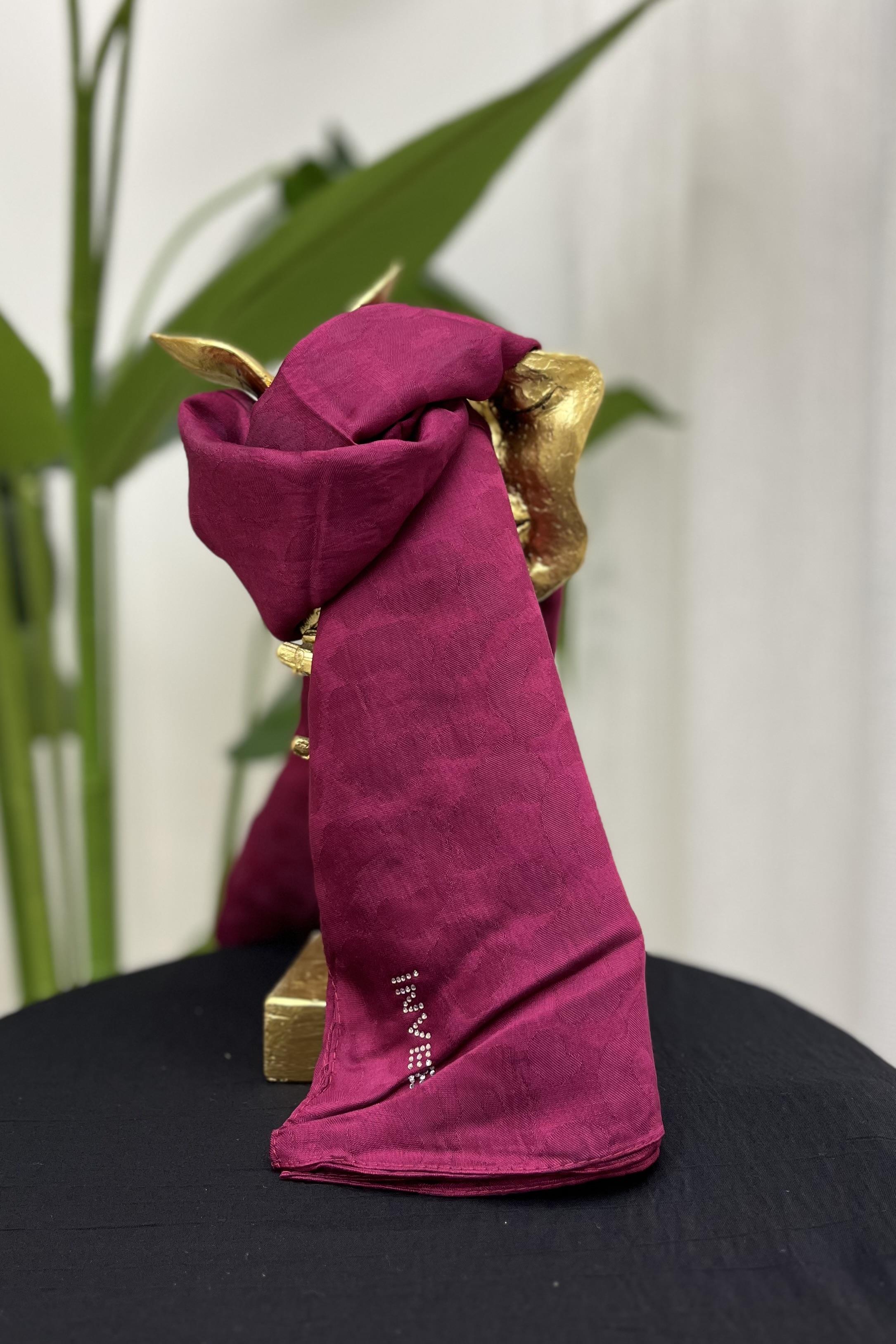 İNVEE İnvee 1347 Kare Leopar Eşarp - Bordo  Eşarp