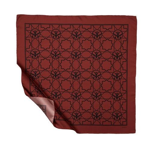 İPEKEVİ İpekevi 01118 Seljuk Monogram Tivil İpek Eşarp - Bordo Siyah  Eşarp 