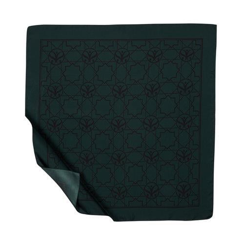 İPEKEVİ İpekevi 01118 Seljuk Monogram Tivil İpek Eşarp - Çam Yeşili  Eşarp 