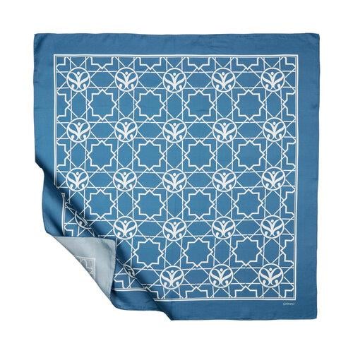 İPEKEVİ İpekevi 01118 Seljuk Monogram Tivil İpek Eşarp - Kot Mavi  Eşarp 