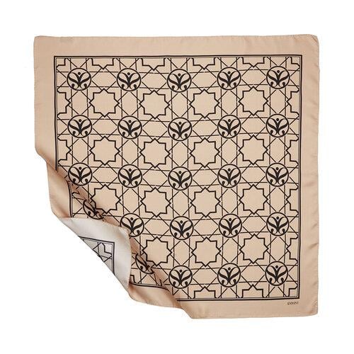 İPEKEVİ İpekevi 01118 Seljuk Monogram Tivil İpek Eşarp - Vizon Siyah  Eşarp 