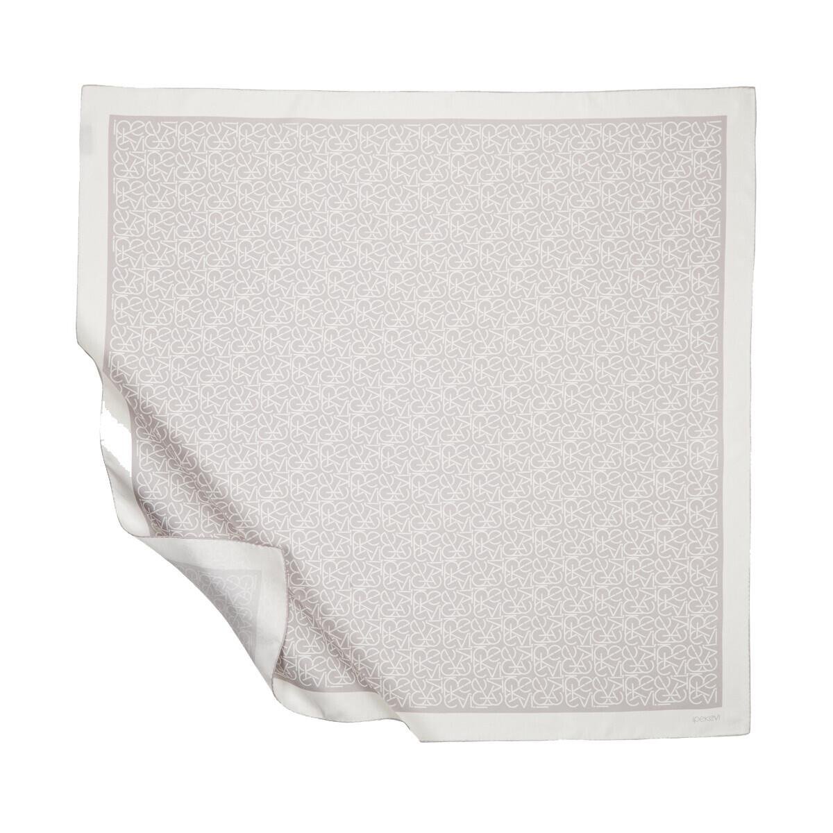 İPEKEVİ İpekevi 01119 Typo Monogram Tivil İpek Eşarp - Gümüş  Eşarp 