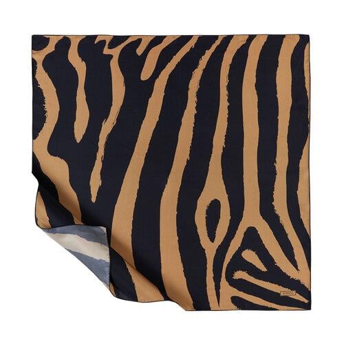 İPEKEVİ İpekevi 01168 Makro Zebra Desenli Tivil İpek Eşarp - Camel  Eşarp 