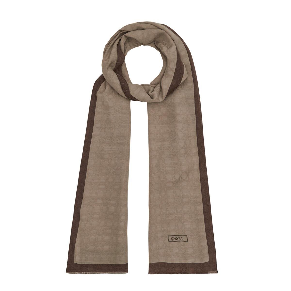 İPEKEVİ İpekevi 04356 Dört Mevsim Monogram Şal - Vizon  Şal 