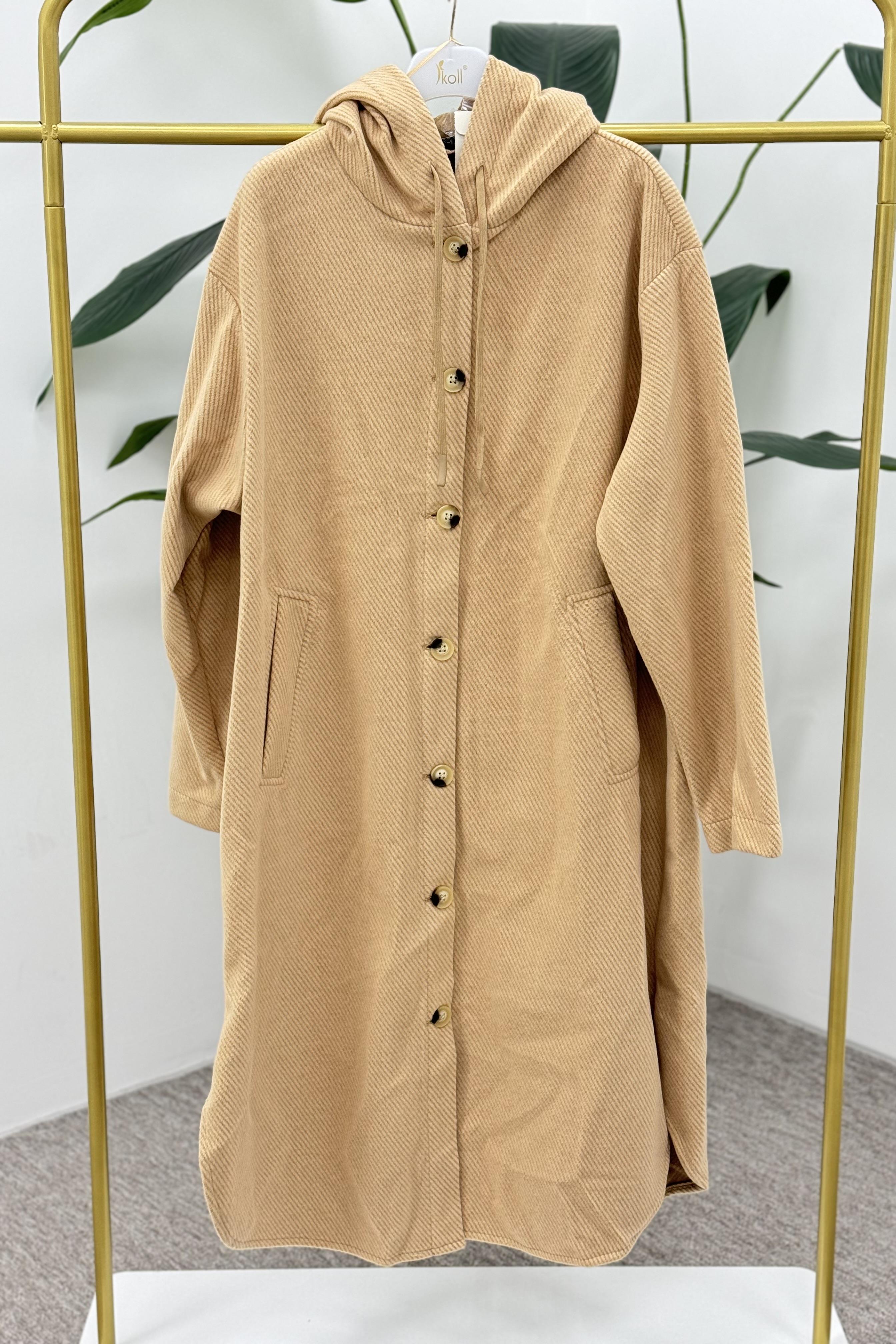 İKOLL Kapişonlu Düğmeli Kap 0031932 - Camel  Kap 