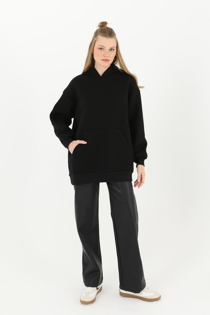 PUANE Kapüşonlu Basic Sweat 32109 - Siyah  Sweatshirt 