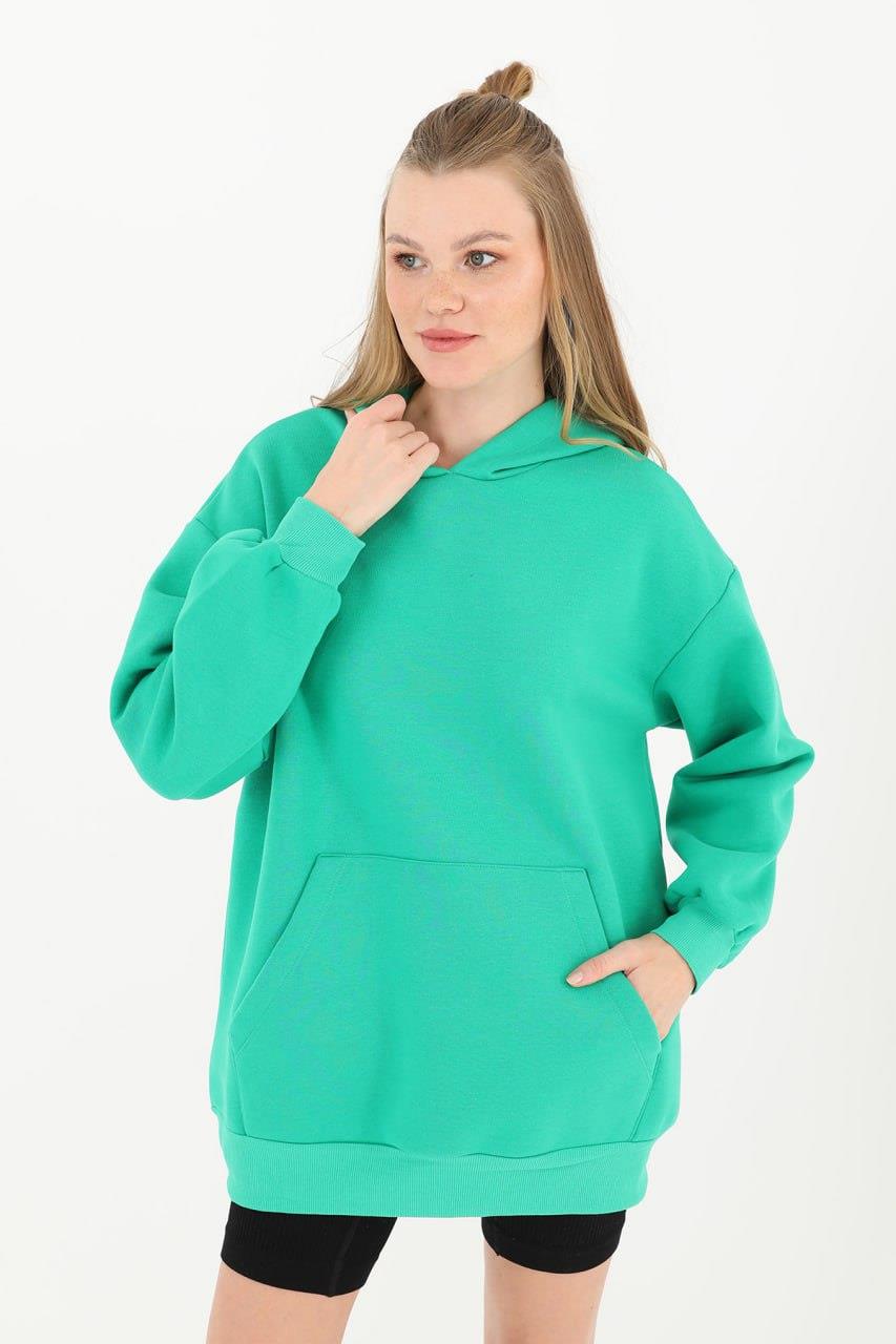 PUANE Kapüşonlu Basic Sweat 32109 - Yeşil  Sweatshirt 